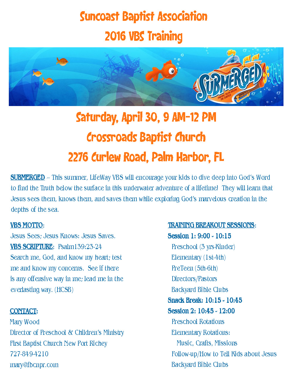 VBS 2016 association training flyer (3) Florida Baptist Convention FBC