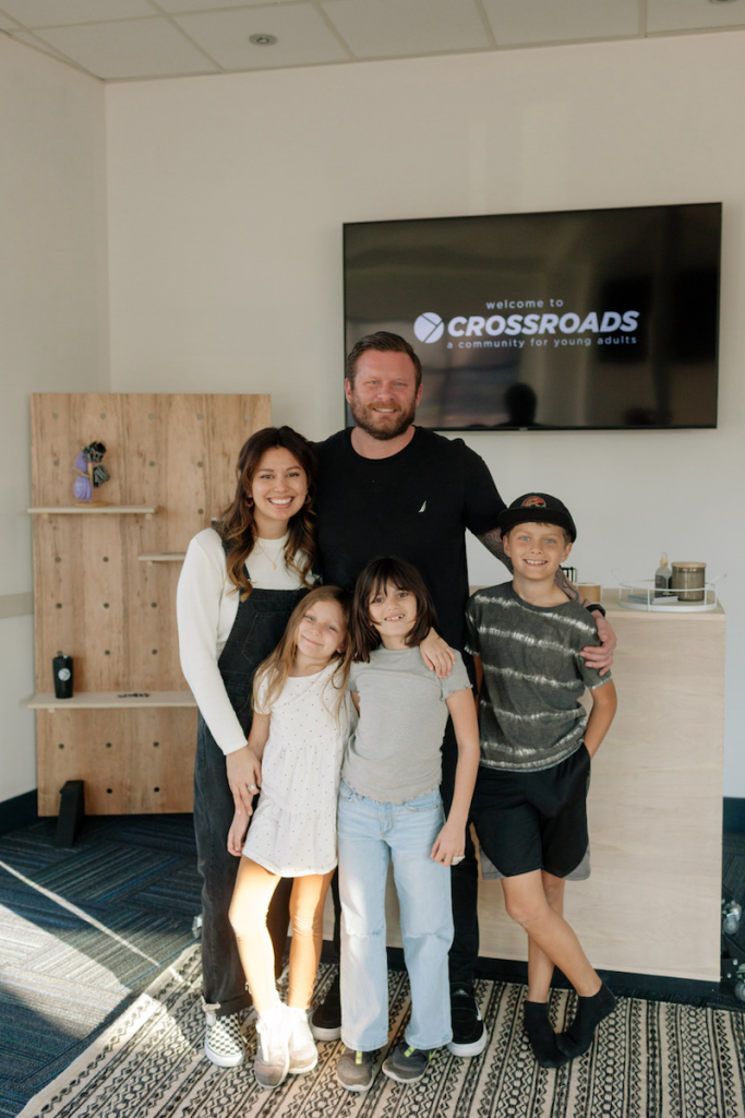 Pastor Ethan Jago, his wife Dianne, and their three children at The Corners.